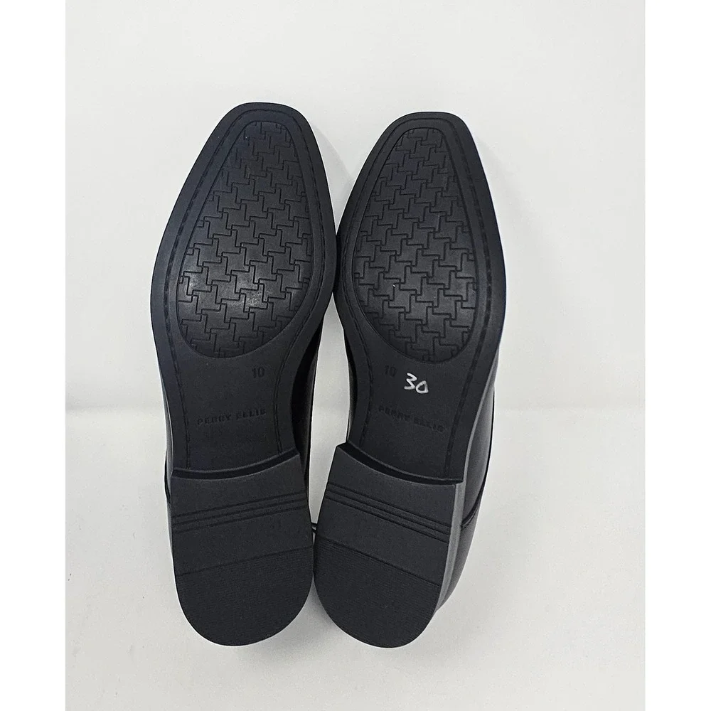 Perry Ellis Loafers Dress Shoes Mens 10 Wide Bicycle Toe Black Portfolio Slip On